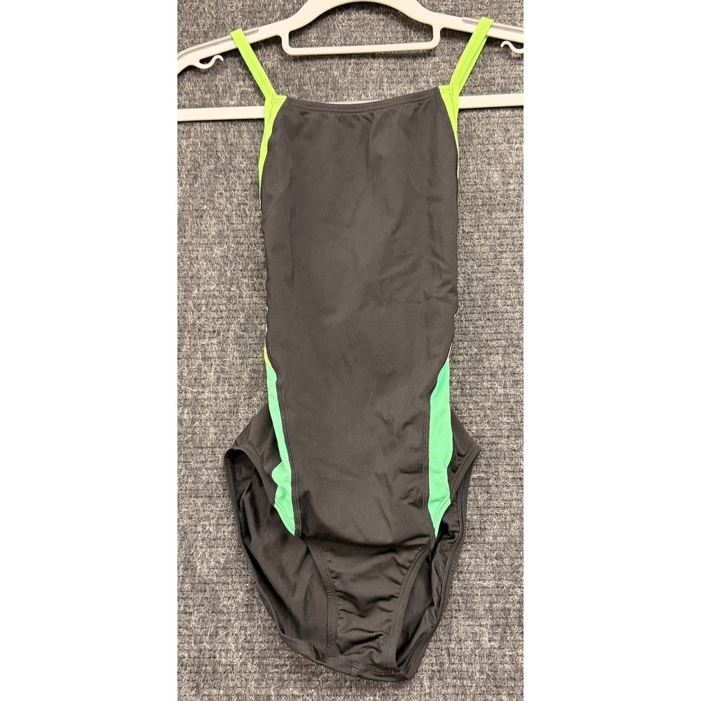 Speedo Endurance+ Women's One Piece Swimsuit Black Green Size 30
